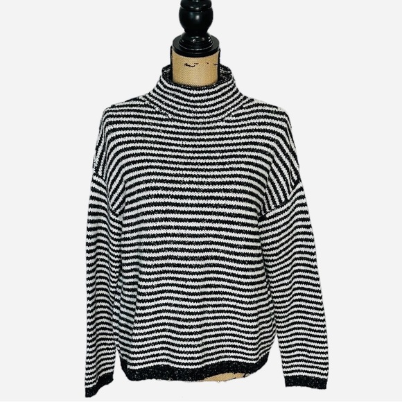 Anthropologie Linnea Striped Mock-neck Sweater Size XS Oversized - Picture 2 of 9